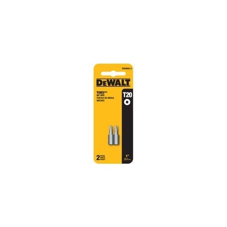 DeWALT DW2660-2 Power Bit, T20 Drive, Torx Drive, 1/4 In Shank, Hex Shank, Steel